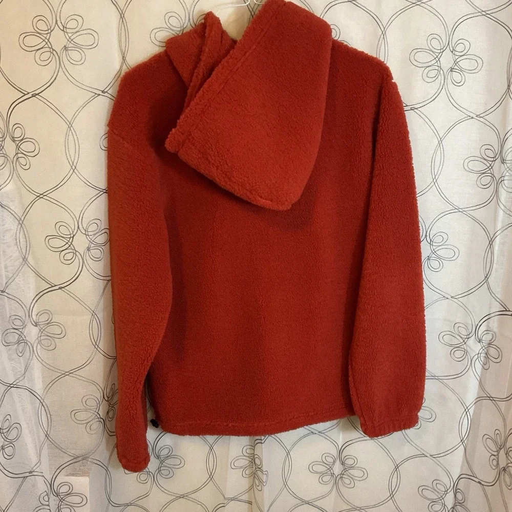 NWOT Original Use Fleece Zip Hoodie, Teddy Bear Style Size‎ Medium Orange Berry
